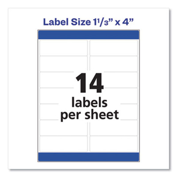 Easy Peel White Address Labels W/ Sure Feed Technology, Laser Printers, 1.33 X 4, White, 14/Sheet, 25 Sheets/Pack