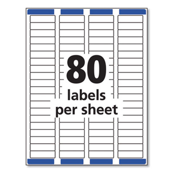 Easy Peel White Address Labels W/ Sure Feed Technology, Laser Printers, 0.5 X 1.75, White, 80/Sheet, 25 Sheets/Pack