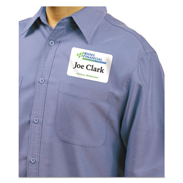 Flexible Adhesive Name Badge Labels, 3.38 X 2.33, White, 400/Box