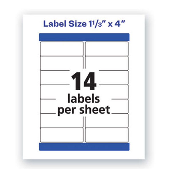 Waterproof Address Labels With Trueblock And Sure Feed, Laser Printers, 1.33 X 4, White, 14/Sheet, 50 Sheets/Pack