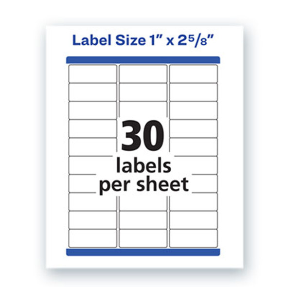 Waterproof Address Labels With Trueblock And Sure Feed, Laser Printers, 1 X 2.63, White, 30/Sheet, 50 Sheets/Pack
