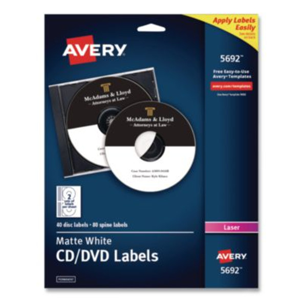 Laser Cd Labels, Matte White, 40/Pack
