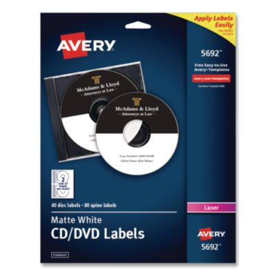 Laser Cd Labels, Matte White, 40/Pack