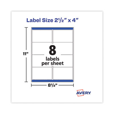 Shipping Labels With Trueblock Technology, Laser Printers,  2.5 x 4, White, 8/Sheet, 100 Sheets/Pack