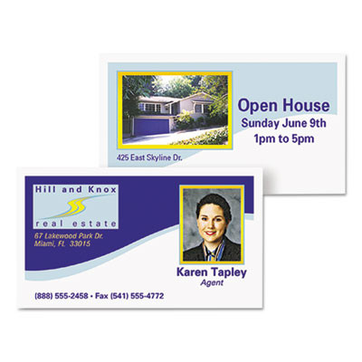 Clean Edge Business Cards, Laser, 2 x 3.5, White, 10 Cards/Sheet, 20 Sheets/Pack