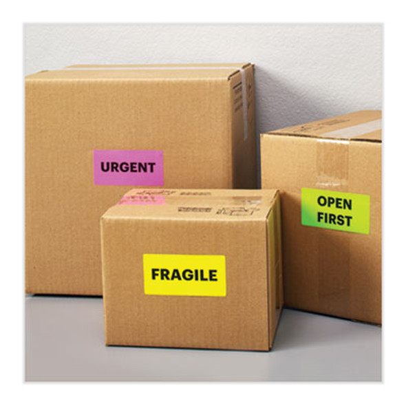 High-Visibility Permanent Laser Id Labels, 2 x 4, Neon Assorted, 500/Pack