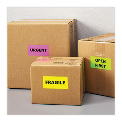 High-Visibility Permanent Laser Id Labels, 2 x 4, Neon Assorted, 500/Pack