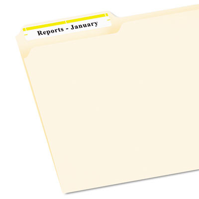 Permanent Trueblock File Folder Labels With Sure Feed Technology, 0.66 x 3.44, Yellow/White, 30/Sheet, 50 Sheets/Box