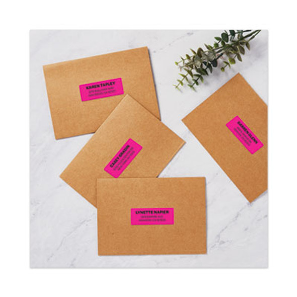 High-Visibility Permanent Laser Id Labels, 1 x 2.63, Neon Magenta, 750/Pack