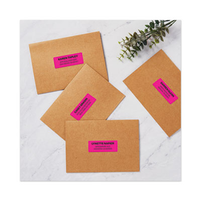 High-Visibility Permanent Laser Id Labels, 1 x 2.63, Neon Magenta, 750/Pack