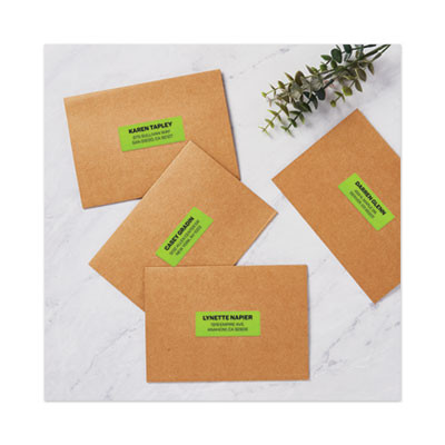 High-Visibility Permanent Laser Id Labels, 1 x 2.63, Neon Green, 750/Pack