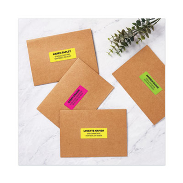 High-Visibility Permanent Laser Id Labels, 1 x 2.63, Asst. Neon, 450/Pack