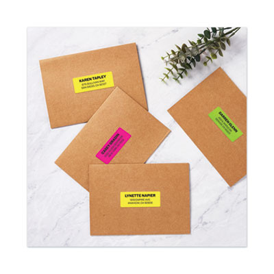 High-Visibility Permanent Laser Id Labels, 1 x 2.63, Asst. Neon, 450/Pack