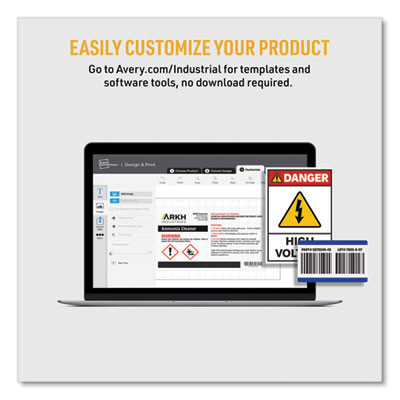Ultraduty Ghs Chemical Waterproof And Uv Resistant Labels, 8.5 x 11, White, 500/Pack