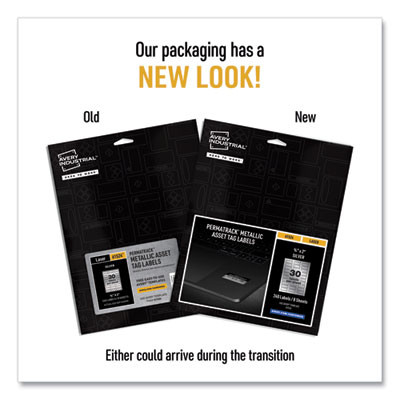 Permatrack Metallic Asset Tag Labels, Laser Printers, 0.75 X 2, Metallic Silver, 30/Sheet, 8 Sheets/Pack