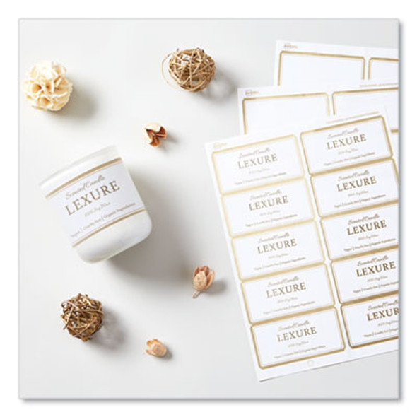 White Easy Peel Mailing Labels With Metallic Border, Inkjet/Laser Printers, 2 x 4, White, 10/Sheet, 10 Sheets/Pack