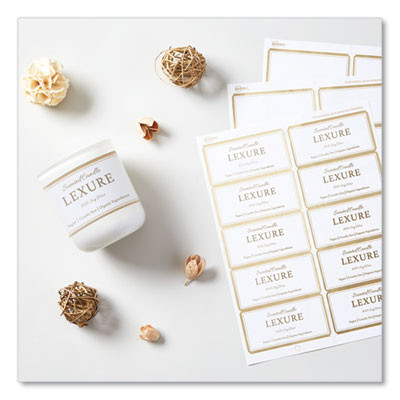 White Easy Peel Mailing Labels With Metallic Border, Inkjet/Laser Printers, 2 x 4, White, 10/Sheet, 10 Sheets/Pack