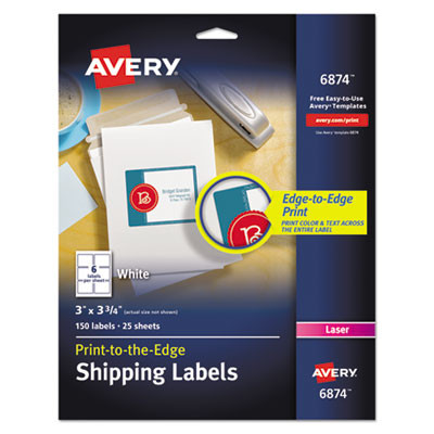 Vibrant Laser Color-Print Labels w/ Sure Feed, 3 x 3.75, White, 150/Pk
