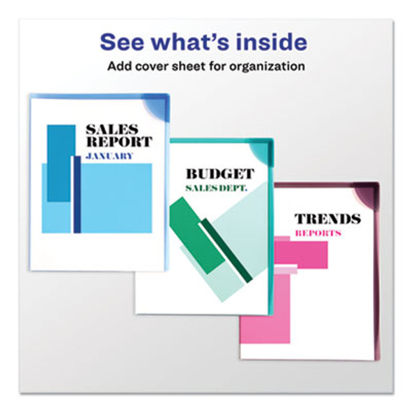 Corner Lock Document Sleeves, Letter Size, Assorted Colors, 6/Pack