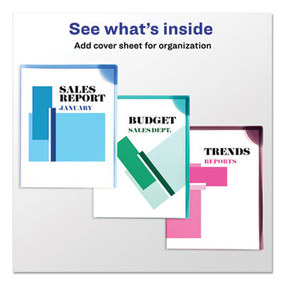 Corner Lock Document Sleeves, Letter Size, Assorted Colors, 6/Pack