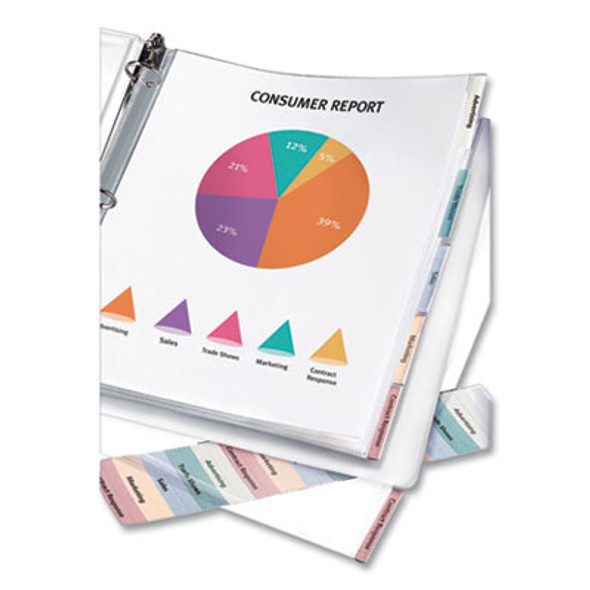 Protect 'n Tab Sheet Protectors, 5-Tabs, Heavy-Duty, Side: 3-Hole Punched, Top Load 8.5 x 11 Insert, Clear, 5/Set