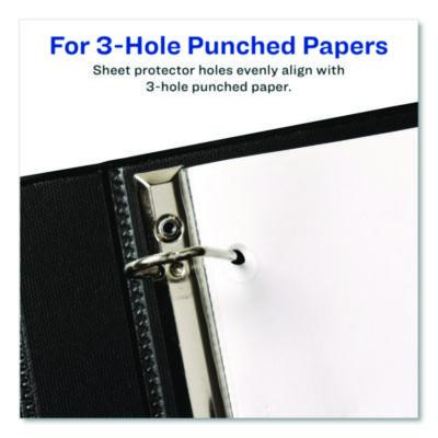 Page Size Heavyweight Three-Hole Punched Sheet Protector, Top Load 8.5 x 11 Insert, Nonglare Clear Front, 50/Box