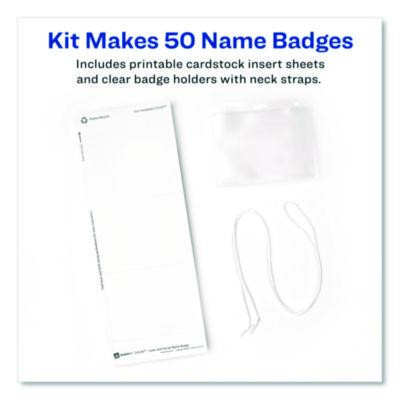 Necklace-Style Badge Holder W/Laser/Inkjet Insert, Top Load, 4 X 3, We, 50/Box