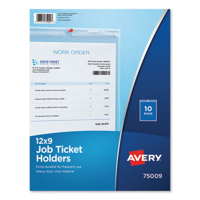 Heavyweight Clear Job Ticket Holder, Top Load 9 x 12 Insert, Clear Front, 10/Pack