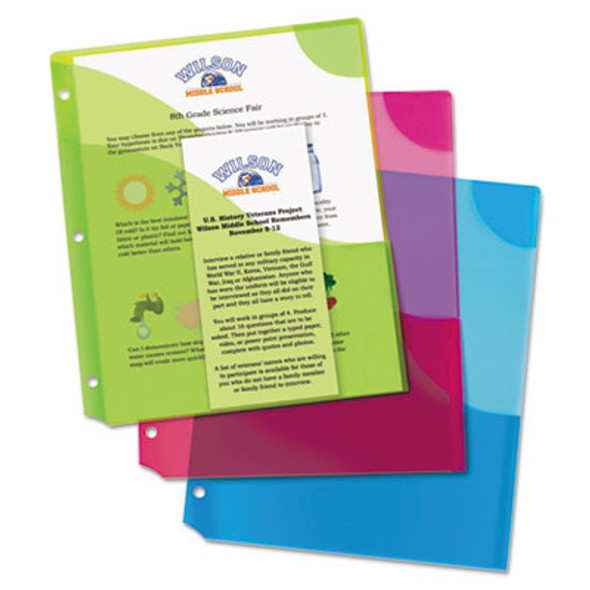 Corner Lock Three-Pocket Binder Pocket, 9.25 x 11.25, Assorted Color, 3/Pack