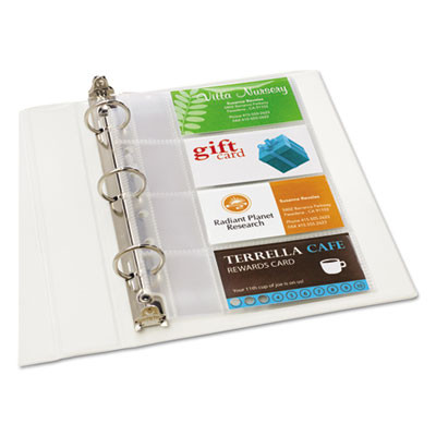 Business Card Binder Pages, For 2 X 3.5 Cards, Clear, 8 Cards/Sheet, 5 Pages/Pack