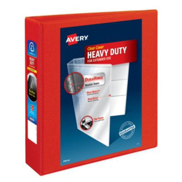 Heavy-Duty View Binder With Durahinge And One Touch Ezd Rings, 3 Rings, 2" Capacity, 11 x 8.5, Red, 6/Carton