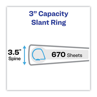 Heavy-Duty Non Stick View Binder With Durahinge And Slant Rings, 3 Rings, 3" Capacity, 11 X 8.5, White, 2/Pack