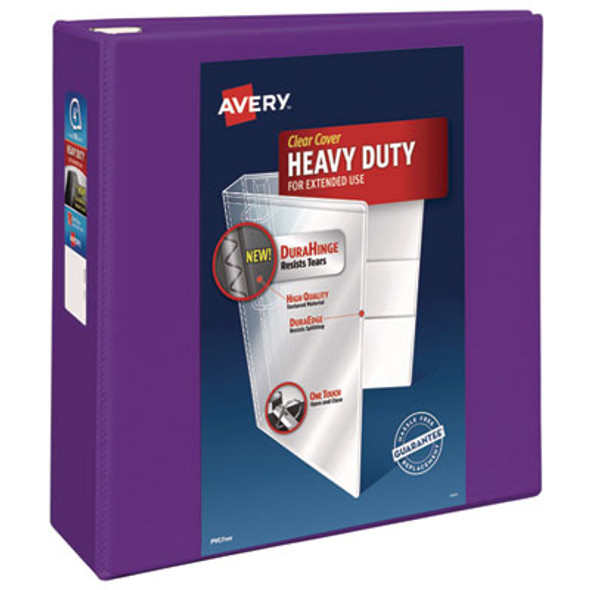 Heavy-Duty View Binder With Durahinge And Locking One Touch Ezd Rings, 3 Rings, 4" Capacity, 11 X 8.5, Purple