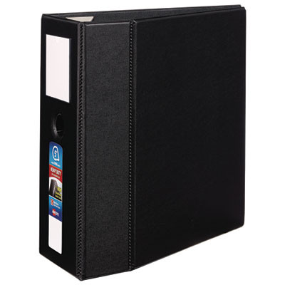 Heavy-Duty Non-View Binder, Durahinge, Three Locking One Touch Ezd Rings, Spine Label, Thumb Notch, 5" Cap, 11 X 8.5, Black