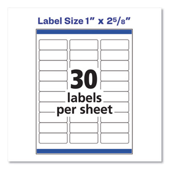 Easy Peel White Address Labels W/ Sure Feed Technology, Inkjet Printers, 1 X 2.63, White, 30/Sheet, 25 Sheets/Pack