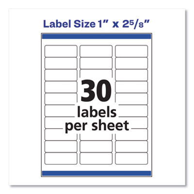 Easy Peel White Address Labels W/ Sure Feed Technology, Inkjet Printers, 1 X 2.63, White, 30/Sheet, 25 Sheets/Pack