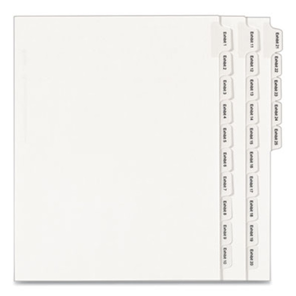 Preprinted Legal Exhibit Side Tab Index Dividers, Allstate Style, 25-Tab, Exhibit 1 To Exhibit 25, 11 X 8.5, White, 1 Set