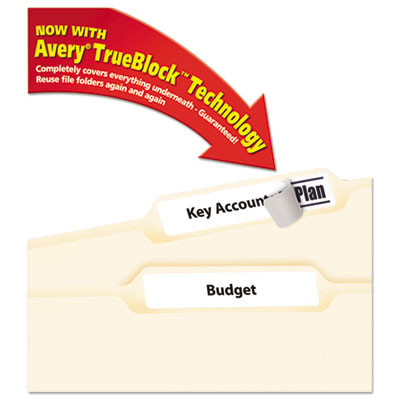 Permanent Trueblock File Folder Labels With Sure Feed Technology, 0.66 X 3.44, White, 30/Sheet, 25 Sheets/Pack