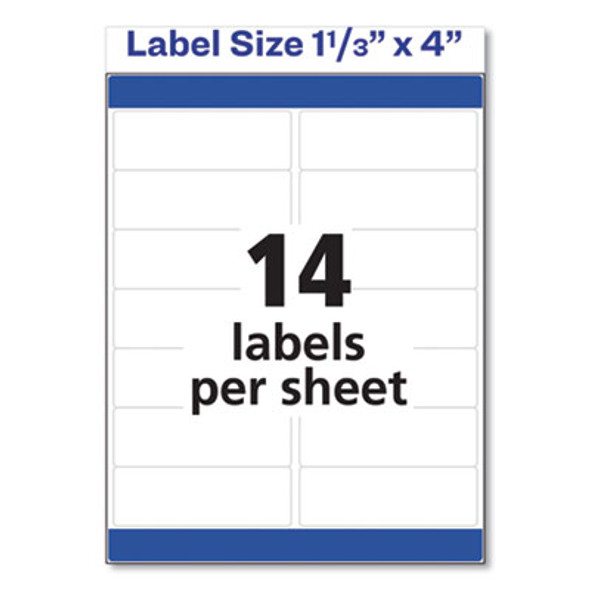Easy Peel White Address Labels W/ Sure Feed Technology, Inkjet Printers, 1.33 X 4, White, 14/Sheet, 100 Sheets/Box