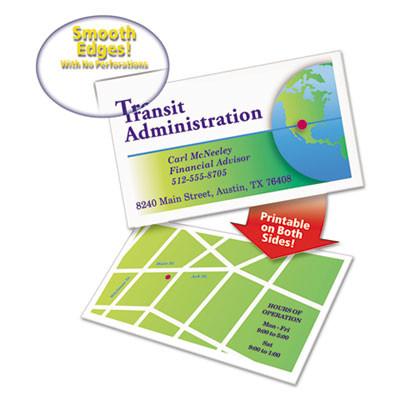 True Print Premium Clean Edge Business Cards, Inkjet, 2 x 3.5, White, 10 Cards/Sheet, 100 Sheets/Box