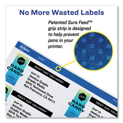 Shipping Labels W/ Trueblock Technology, Inkjet/Laser Printers, 3.33 X 4, White, 6/Sheet, 500 Sheets/Box
