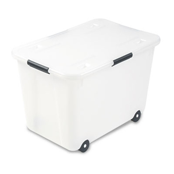 Rolling 15-Gal. Storage Box, Letter/Legal Files, 23.75" X 15.75" X 15.75", Clear