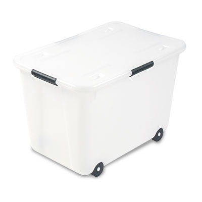 Rolling 15-Gal. Storage Box, Letter/Legal Files, 23.75" X 15.75" X 15.75", Clear
