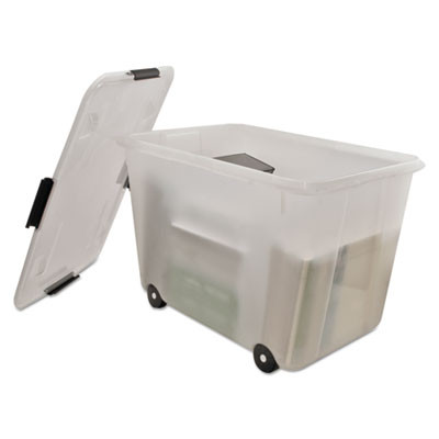 Rolling 15-Gal. Storage Box, Letter/Legal Files, 23.75" X 15.75" X 15.75", Clear