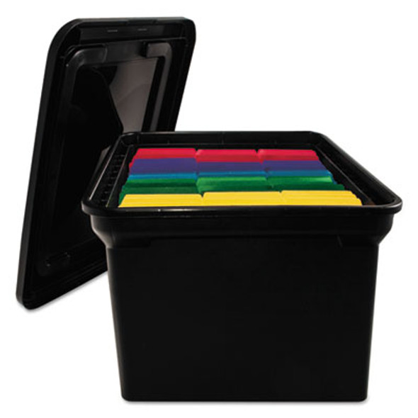 File Tote With Lid, Letter/Legal Files, 14.25" x 18" x 10.88", Black