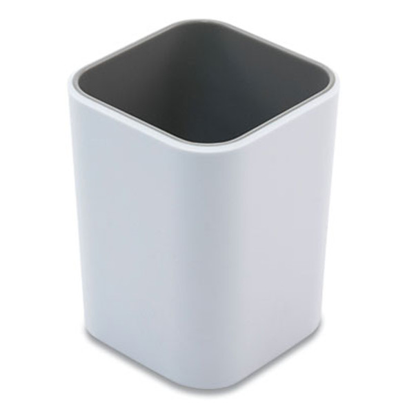 Fusion Pencil Cup, Plastic, 3 x 3 x 4, White/Gray