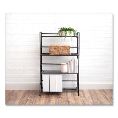 Flipshelf Four-Shelf Unit, 26.5w x 12d x 43h, Black