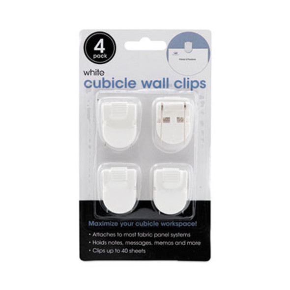 Wall Clips For Fabric Panels, 40 Sheet Capacity, White, 4/Pack