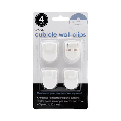 Wall Clips For Fabric Panels, 40 Sheet Capacity, White, 4/Pack