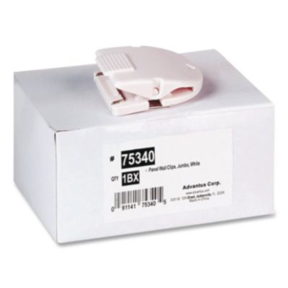 Wall Clips For Fabric Panels, 60 Sheet Capacity, White, 10/Box